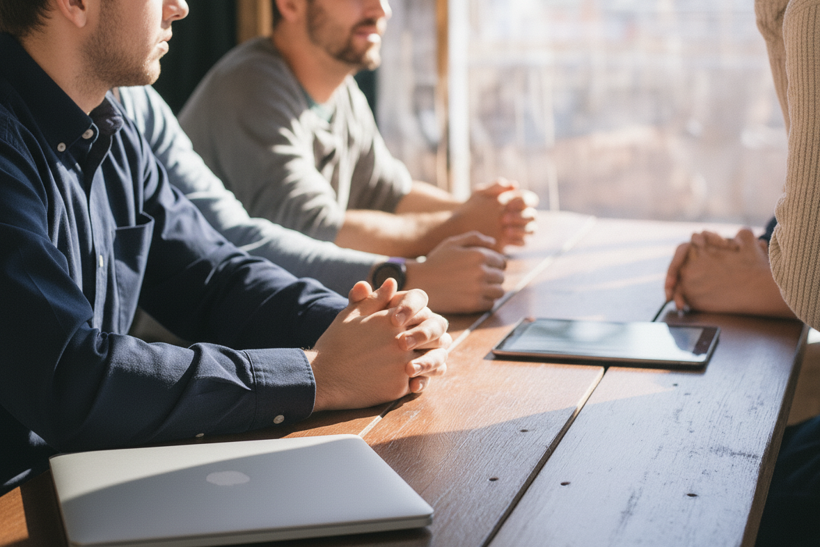 Person working with tablet showing task management interface